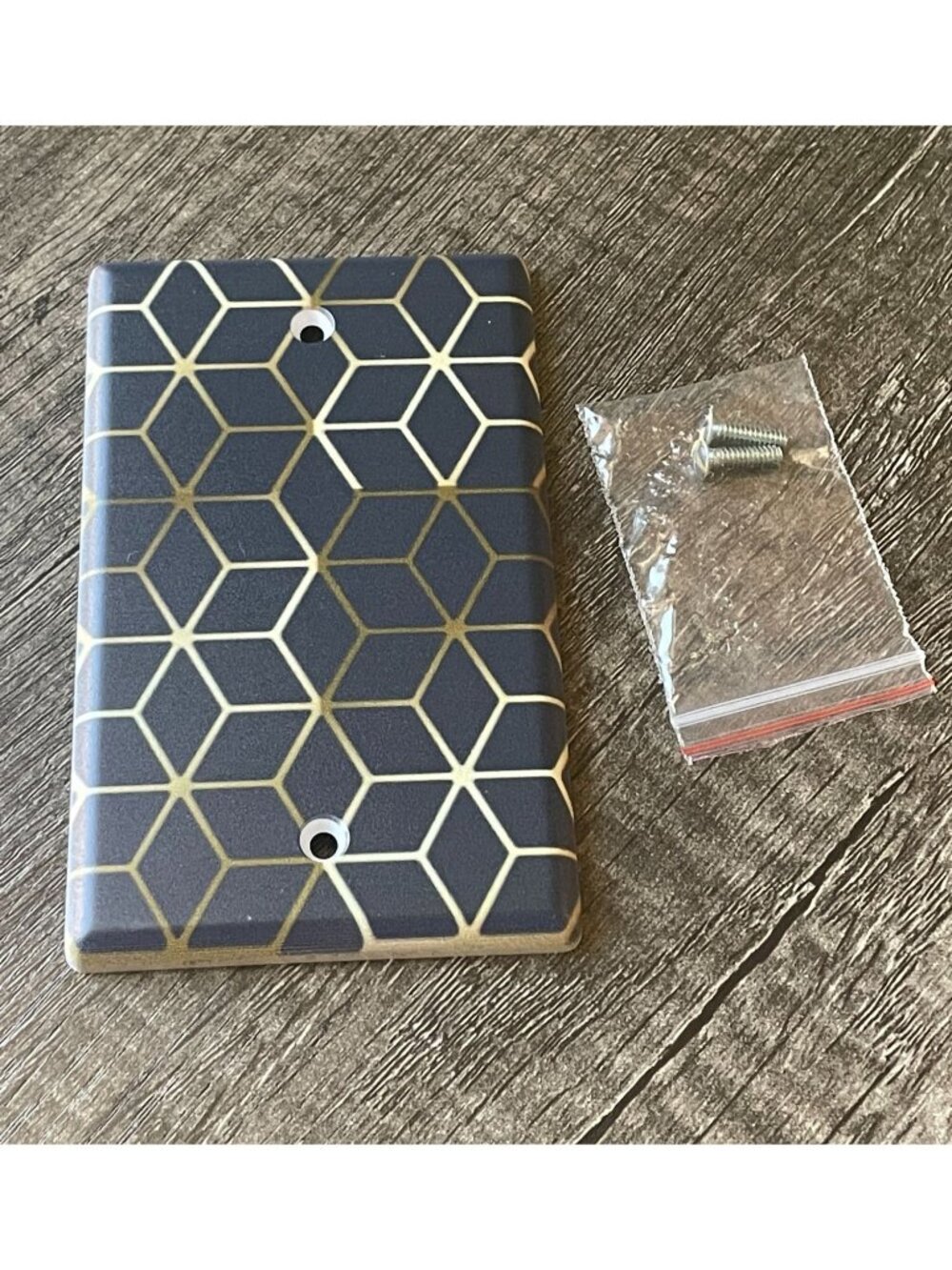 Navy Blue Geometric‎ Blank Wall Plate Modern MCM Decorative Outlet Cover
